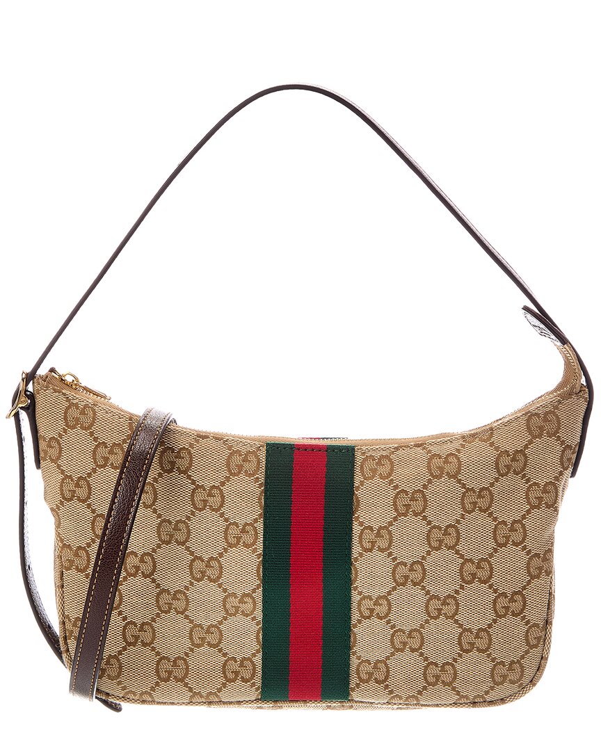 Gucci Gucci Lunetta Small Gg Supreme Canvas & Leather Shoulder Bag