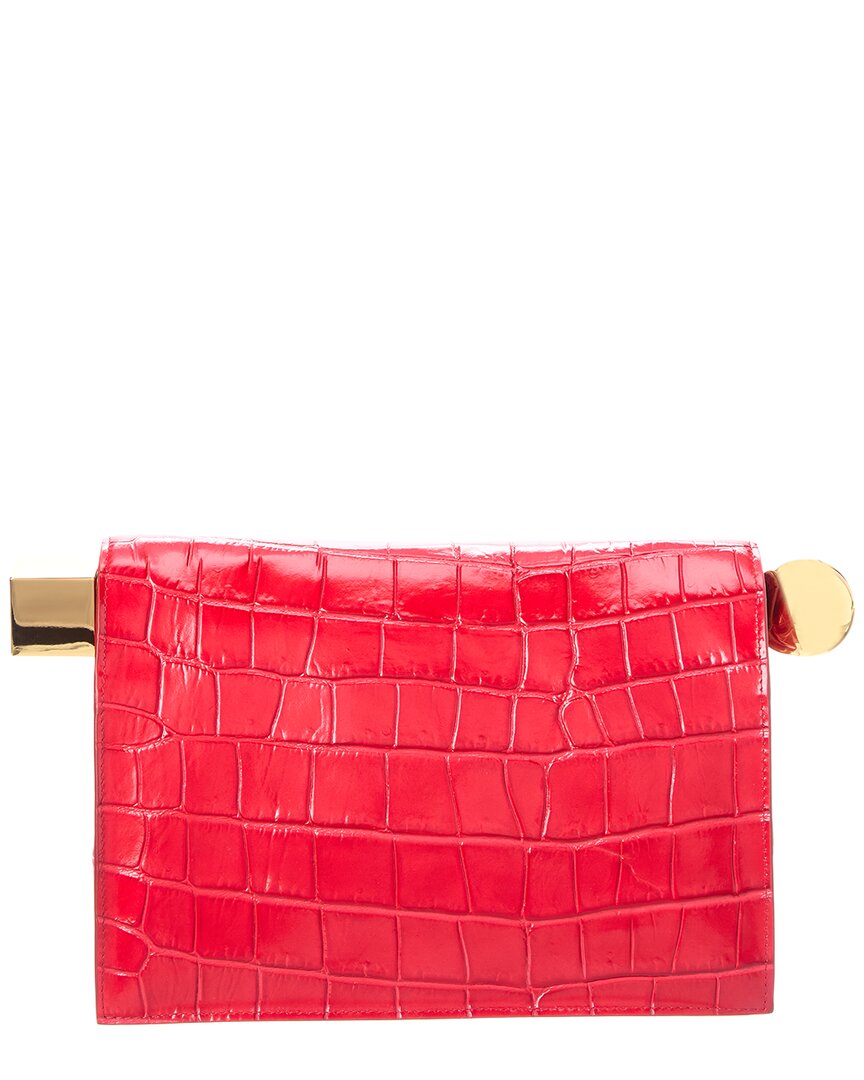 Jacquemus Jacquemus Rond Carre Croc-Embossed Leather Clutch