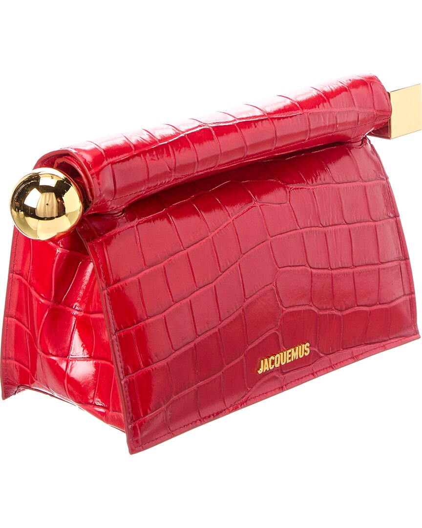 Jacquemus Jacquemus Rond Carre Croc-Embossed Leather Clutch