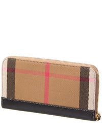 Burberry Large Canvas & Leather Zip Around Wallet