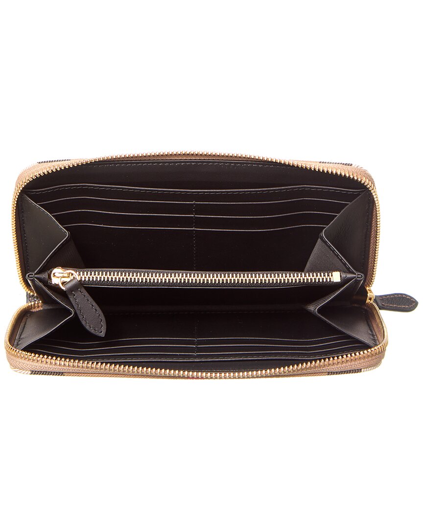 Burberry Large Canvas & Leather Zip Around Wallet