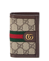 Gucci Gucci Gg Supreme Canvas & Leather Card Case