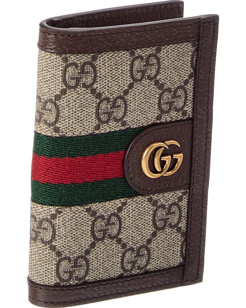 Gucci Gucci Gg Supreme Canvas & Leather Card Case