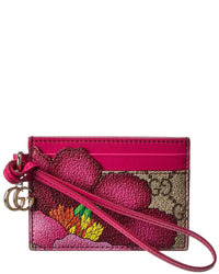 Gucci Gucci Floral Gg Supreme Canvas & Leather Card Case