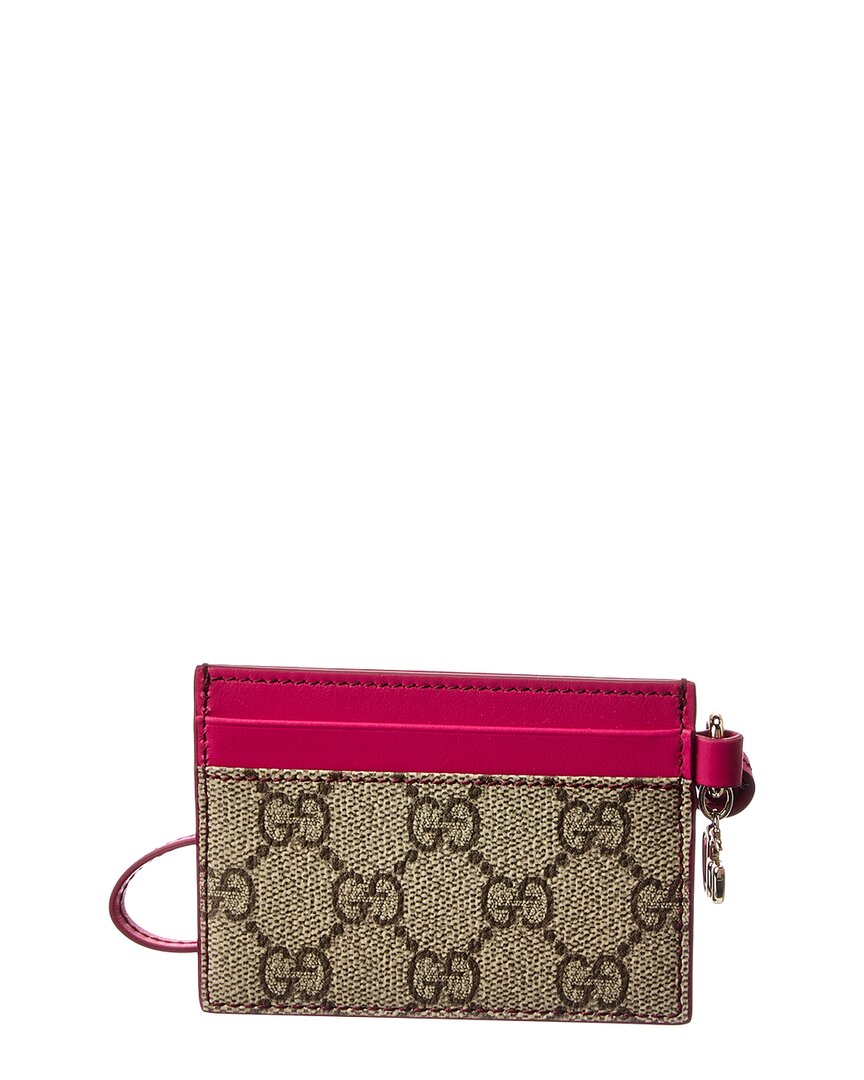 Gucci Gucci Floral Gg Supreme Canvas & Leather Card Case