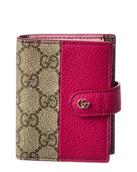 Gucci Floral Gg Supreme Canvas & Leather Card Holder