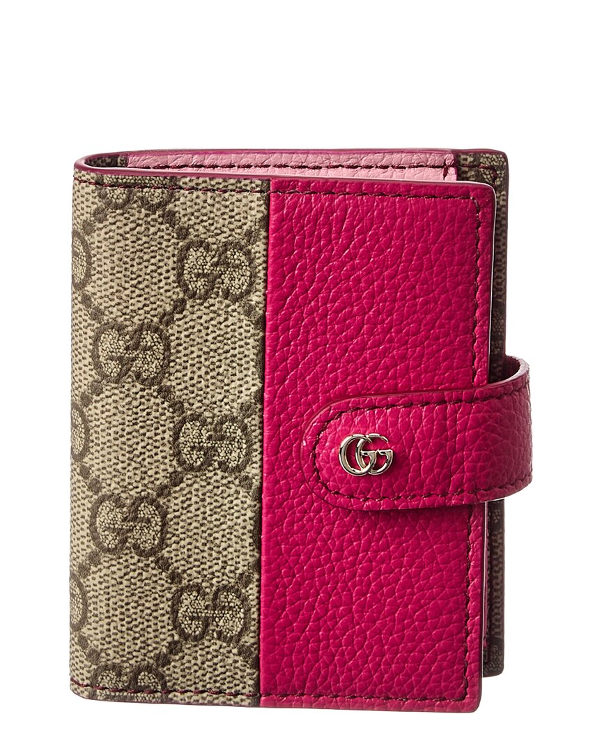 Gucci Floral Gg Supreme Canvas & Leather Card Holder