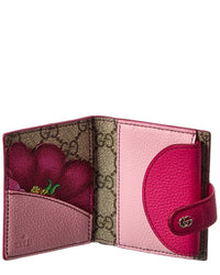 Gucci Floral Gg Supreme Canvas & Leather Card Holder