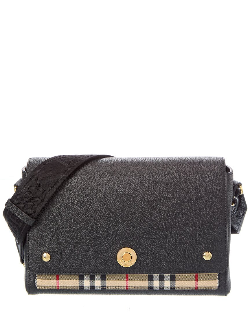 Burberry Burberry Note Medium Check Canvas & Leather Shoulder Bag