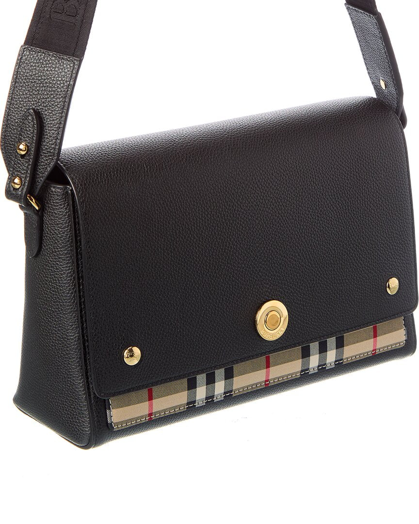 Burberry Burberry Note Medium Check Canvas & Leather Shoulder Bag