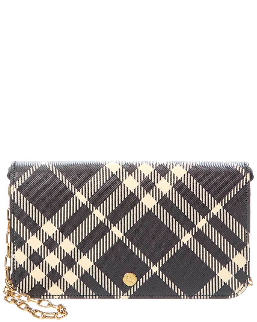 Burberry Check E-Canvas Wallet On Chain
