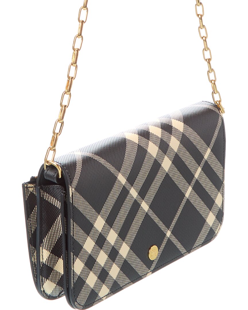 Burberry Check E-Canvas Wallet On Chain