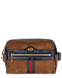 Gucci Gucci Brown Suede Leather Web Ophidia Belt Bag (Authentic Pre-Loved)