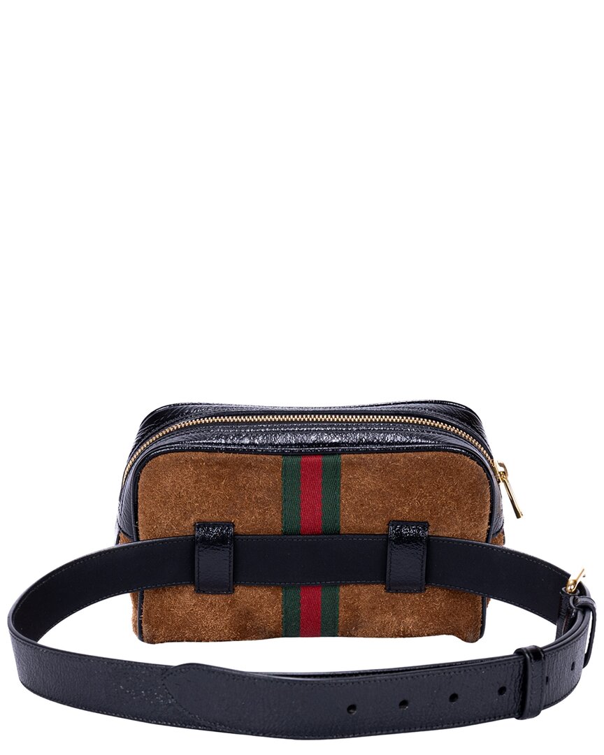 Gucci Gucci Brown Suede Leather Web Ophidia Belt Bag (Authentic Pre-Loved)