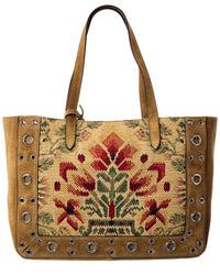 Valentino Valentino Vlogo Large Canvas & Suede Tote