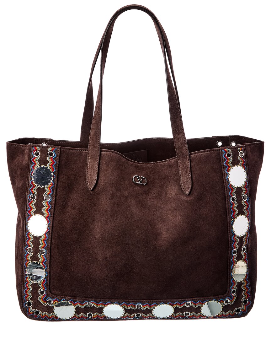 Valentino Valentino Vlogo Suede Tote