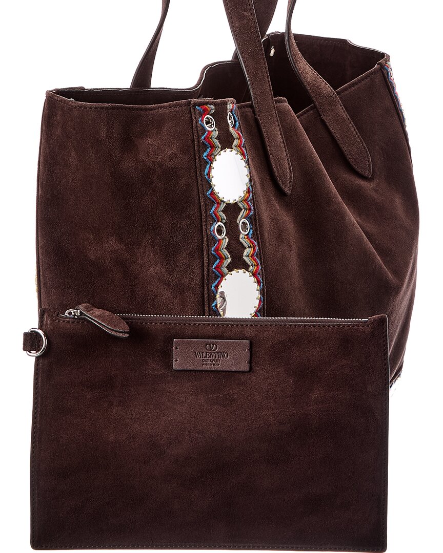 Valentino Valentino Vlogo Suede Tote