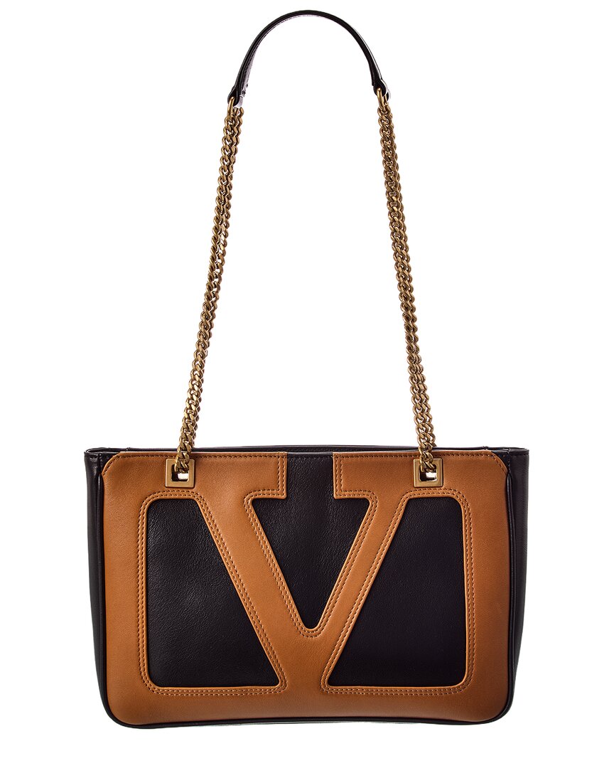 Valentino Valentino Vlogo Leather Shoulder Bag