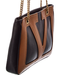 Valentino Valentino Vlogo Leather Shoulder Bag