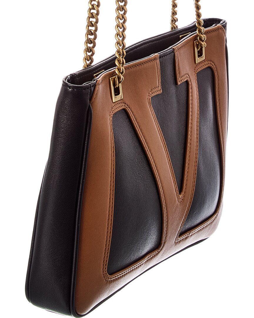 Valentino Valentino Vlogo Leather Shoulder Bag
