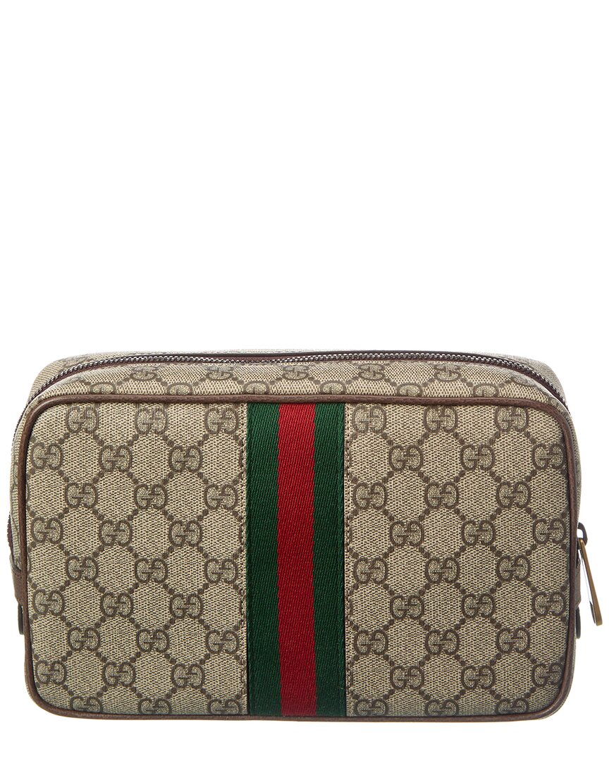 Gucci Gucci Gg Savoy Medium Gg Supreme Canvas & Leather Toiletry Case