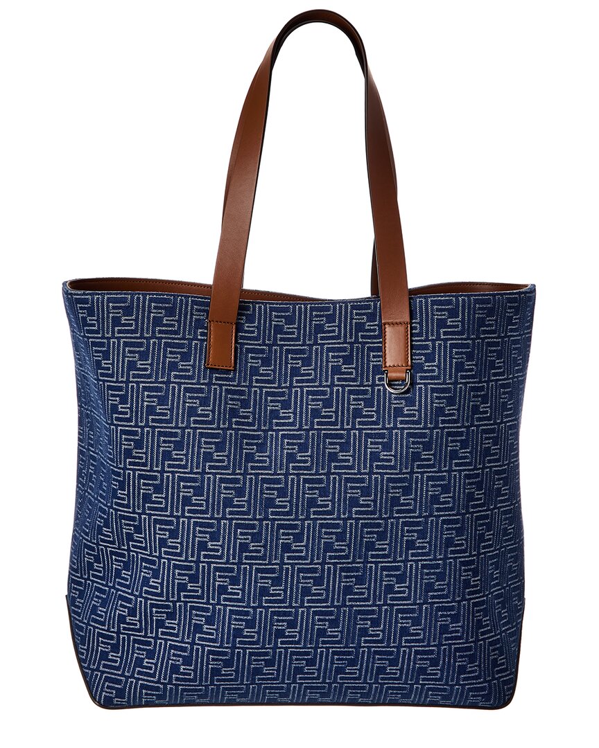 FENDI Fendi Ff Medium Denim & Leather Tote