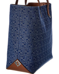 FENDI Fendi Ff Medium Denim & Leather Tote