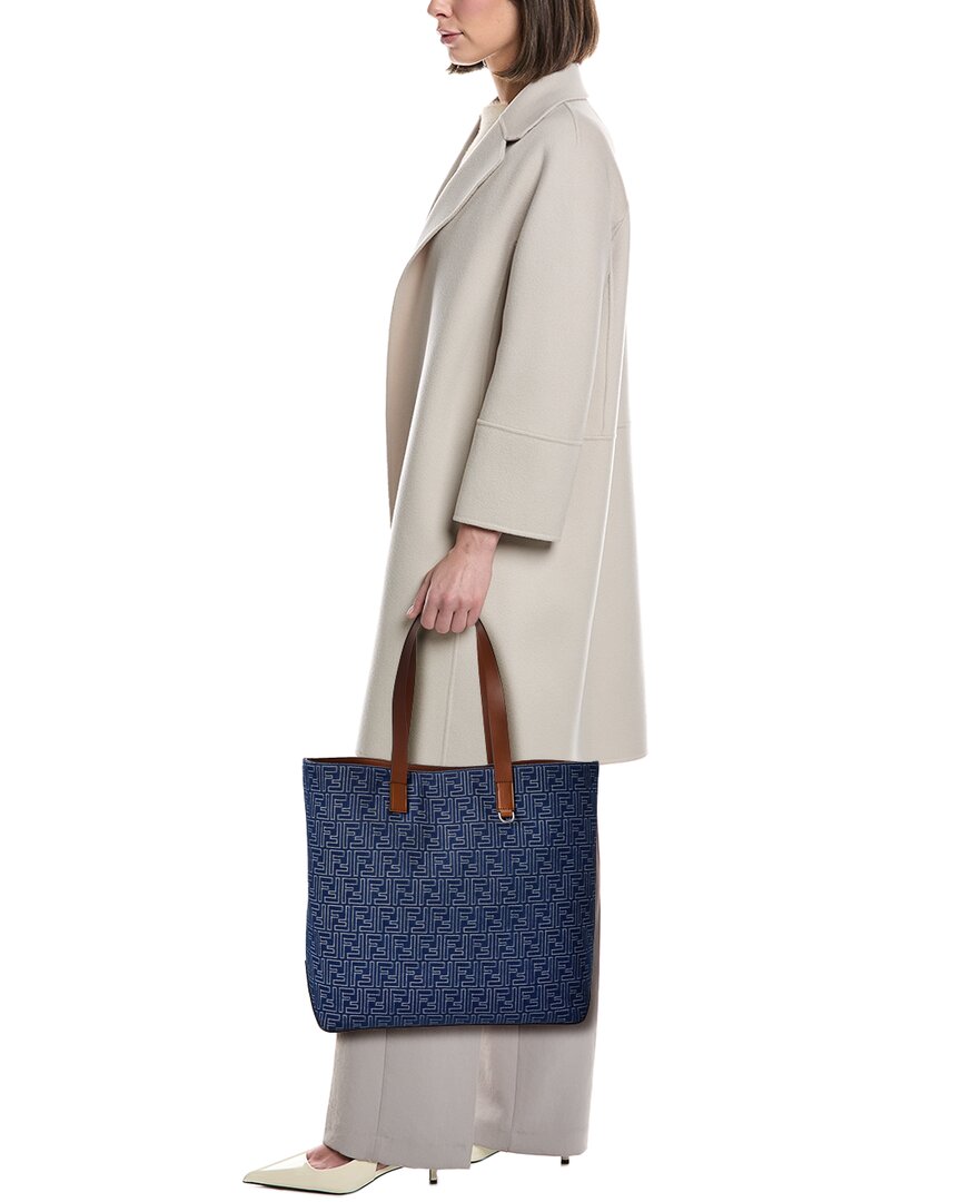 FENDI Fendi Ff Medium Denim & Leather Tote