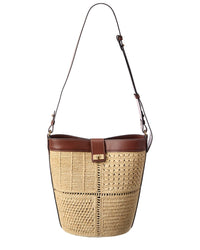 Anya Hindmarch Patchwork Raffia & Leather Bucket Bag