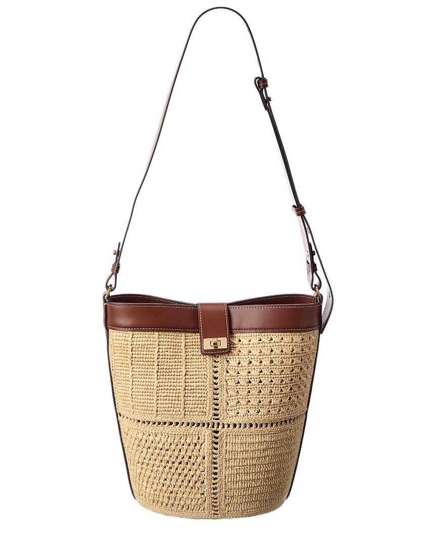 Anya Hindmarch Patchwork Raffia & Leather Bucket Bag