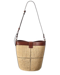 Anya Hindmarch Patchwork Raffia & Leather Bucket Bag