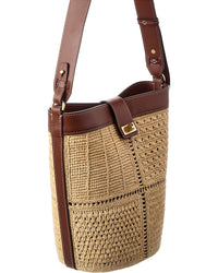 Anya Hindmarch Patchwork Raffia & Leather Bucket Bag