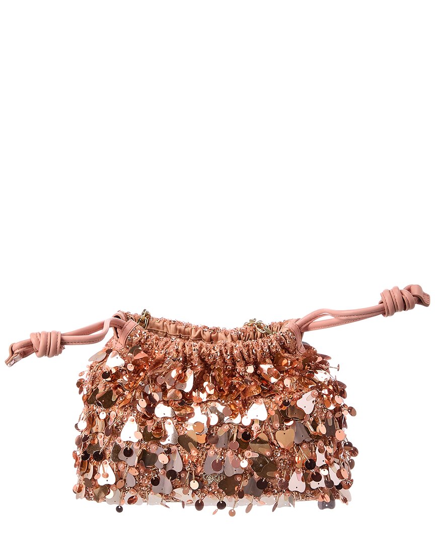 Anya Hindmarch Anya Hindmarch Embellished Shrimp Satin & Leather Clutch