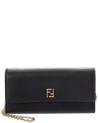 Fendi Ff Leather Continental Wallet On Chain