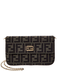 Fendi Tube Ff Jacquard & Leather Compact Wallet On Chain