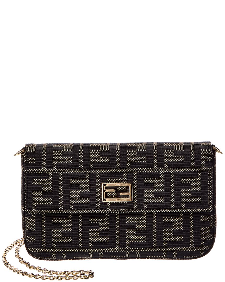 Fendi Tube Ff Jacquard & Leather Compact Wallet On Chain
