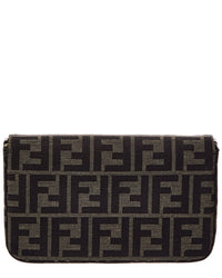 Fendi Tube Ff Jacquard & Leather Compact Wallet On Chain