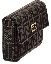 Fendi Tube Ff Jacquard & Leather Compact Wallet On Chain