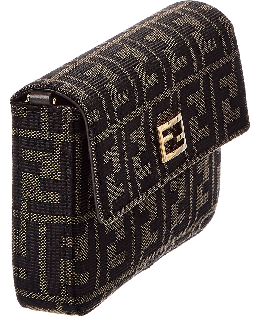 Fendi Tube Ff Jacquard & Leather Compact Wallet On Chain