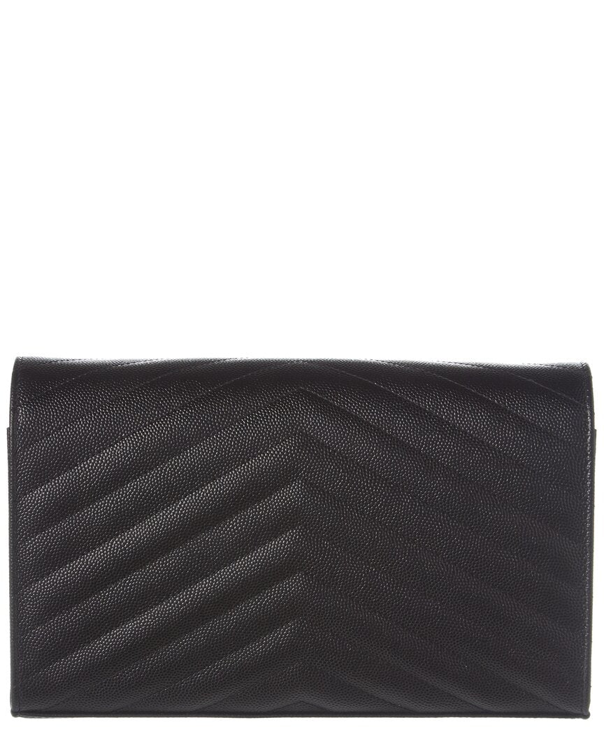 Saint Laurent Monogram Grain De Poudre Leather Wallet On Chain