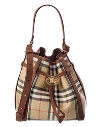 Burberry Burberry Mini Check E-Canvas & Leather Bucket Bag