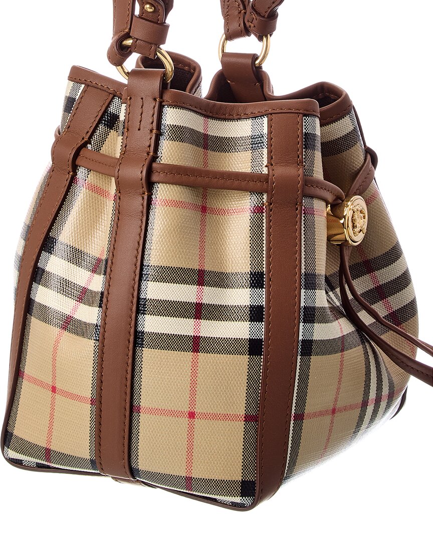 Burberry Burberry Mini Check E-Canvas & Leather Bucket Bag