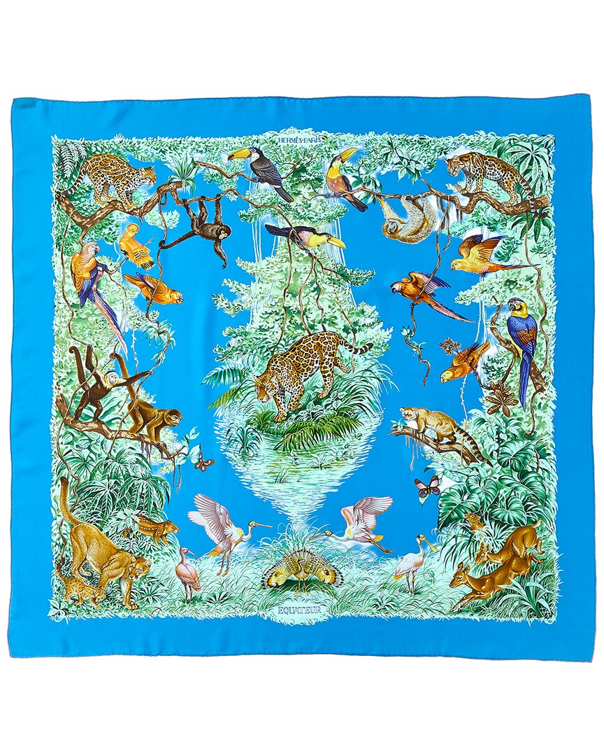 Pre-Owned Hermès Equateur By Robert Dallet Mm Printed Silk Scarf (Authentic Pre-Loved)