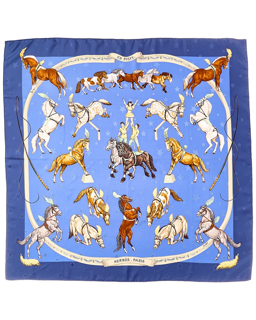 Hermès Pre-Owned Hermès En Piste By Robert Dallet Mm Printed Silk Scarf (Authentic Pre-Loved)
