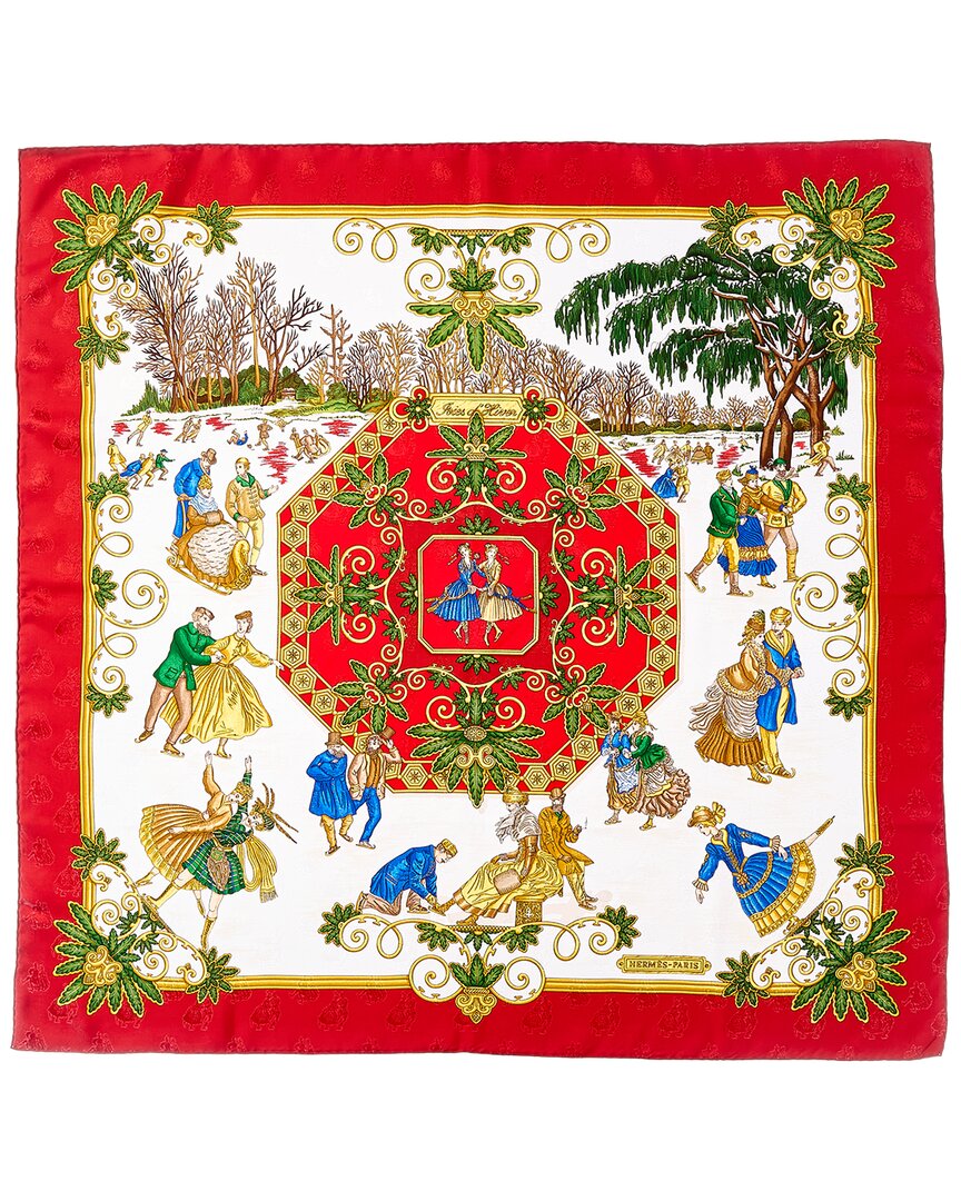 Hermès Pre-Owned Hermès Joies D'hiver By Joachim Metz Mm Printed Silk Scarf (Authentic Pre-Loved)