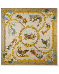 Pre-Owned Hermès Plumes Et Grelots By Julia Abadie Mm Printed Silk Scarf (Authentic Pre-