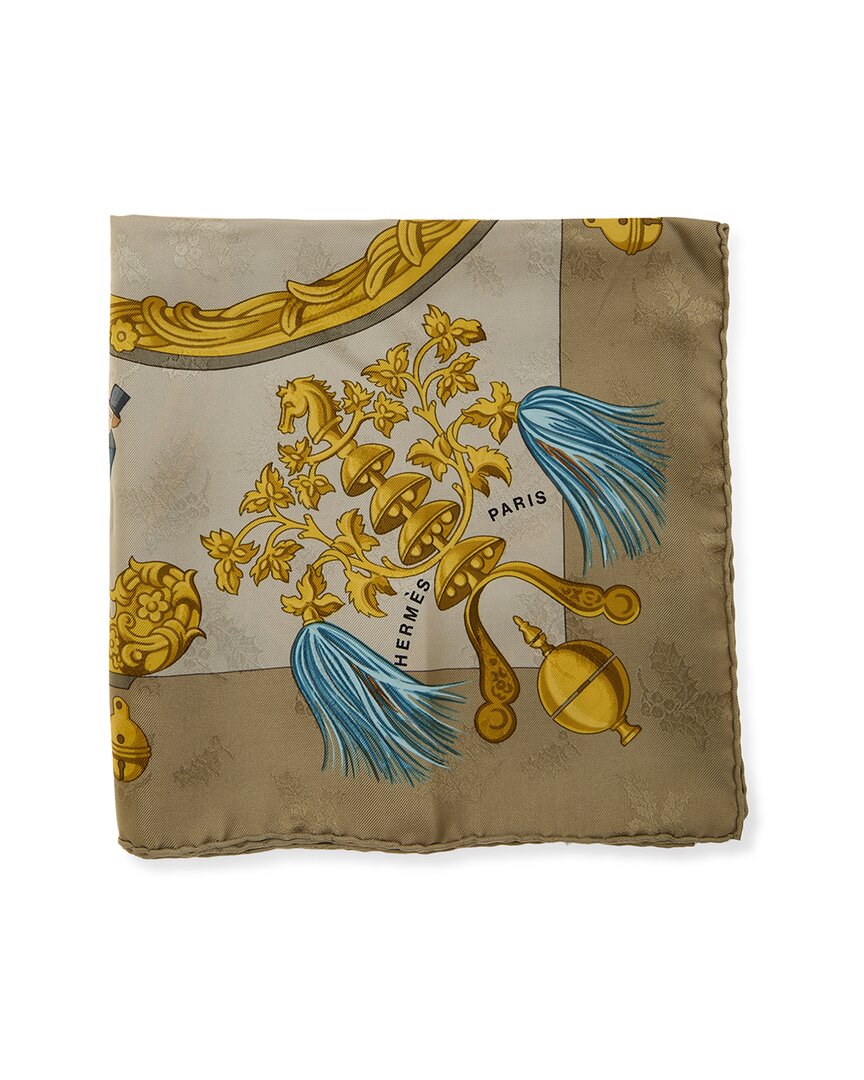 Pre-Owned Hermès Plumes Et Grelots By Julia Abadie Mm Printed Silk Scarf (Authentic Pre-