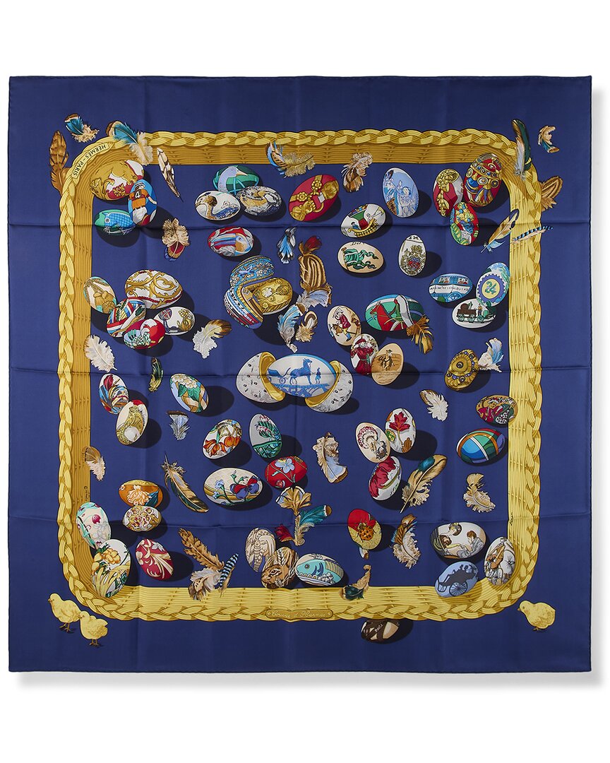 Pre-Owned Hermès Couvée D'hermès By Caty Latham Mm Printed Silk Scarf (Authentic Pre-