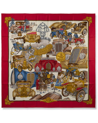 Pre-Owned Hermès Automobile By Joachim Metz Mm Printed Silk Scarf (Authentic Pre-Loved)