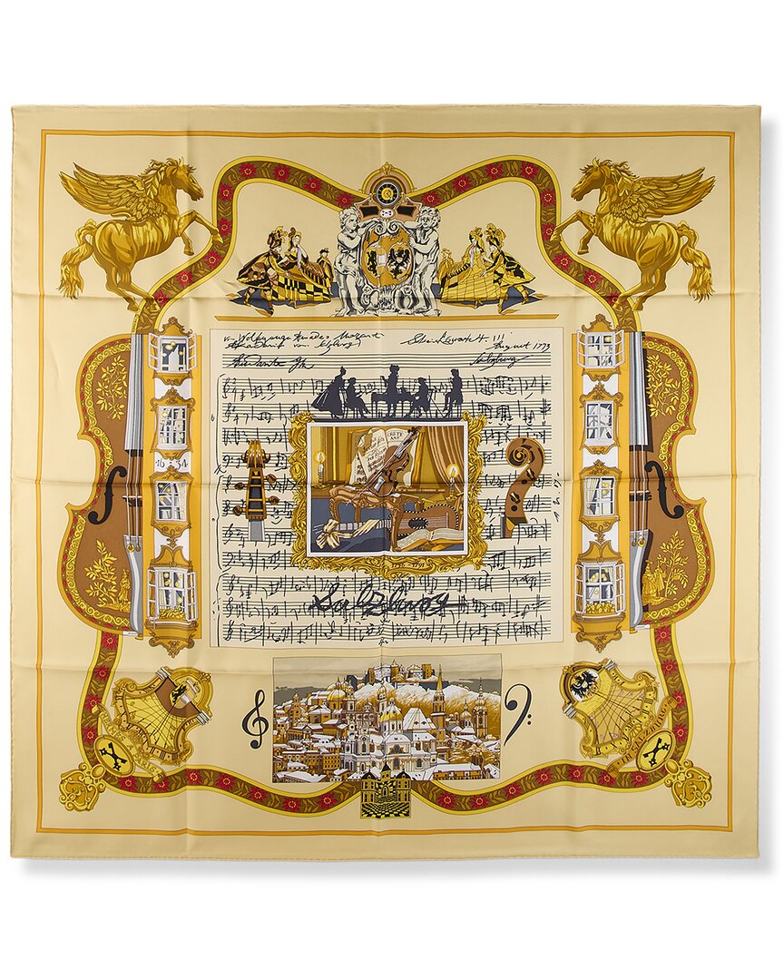 Pre-Owned Hermès In Salzburg By Loïc Dubigeon Mm Printed Silk Scarf (Authentic Pre-